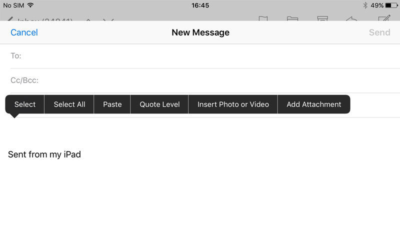iPad insert video email